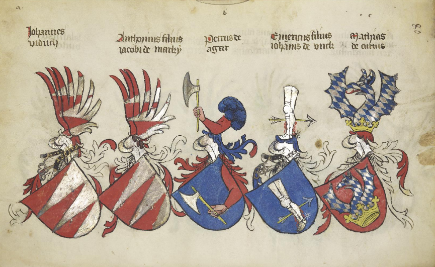 V.7._Livro de Arautos De ministerio armorum. 1416. Manchaster John Rylands Library fol. 43v Gutkeled