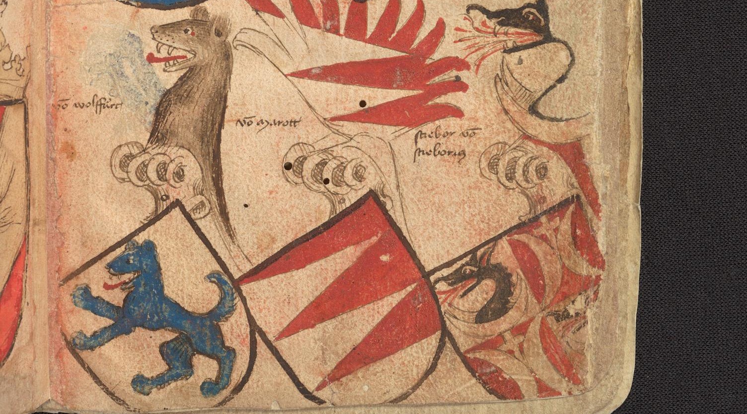 V.15._Richental – St. Georgeni kézirat. Karlsruhe_fol. 146v Cillei, Garai, Stiborici, Ozorai