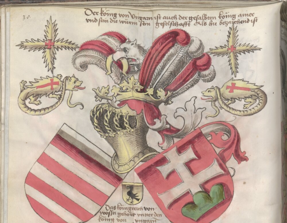 V.15._Richental – St. Georgeni kézirat. Karlsruhe_fol. 146v Cillei, Garai, Stiborici, Ozorai